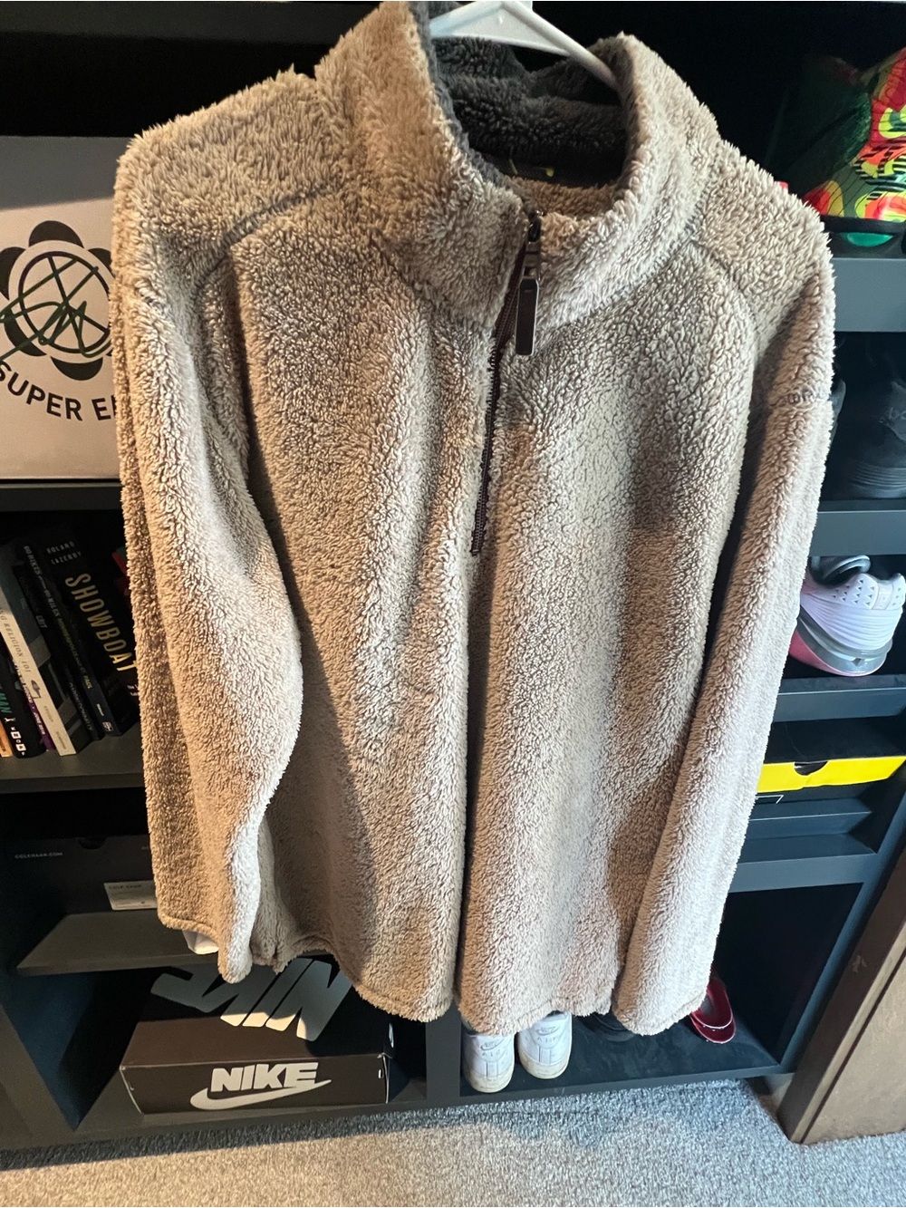 Trinity Taupe Plush Sherpa Full-Zip Jacket